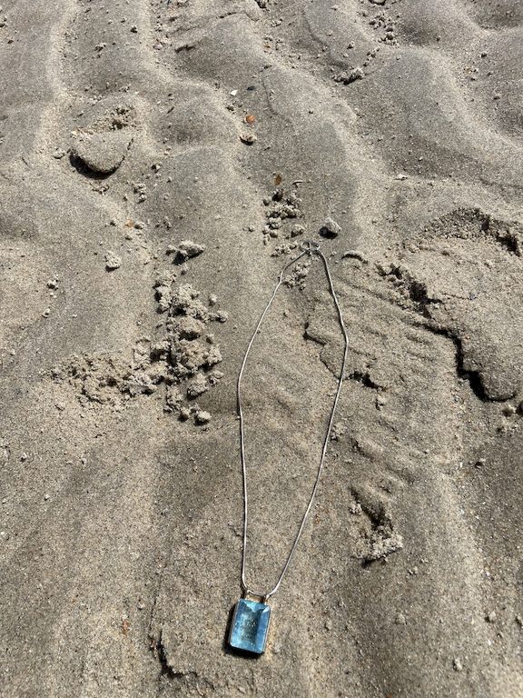 Kette Silber- Anhänger Gold  Aquamarin